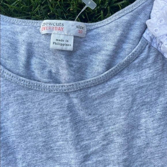 Girls Crewcuts by J.Crew tank top Grey White Bow size 10 - Picture 2 of 3